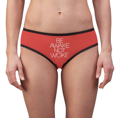 "Be Awake Not Woke" #2, Women's Briefs (Faded Red)