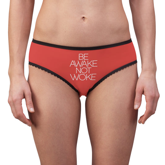 "Be Awake Not Woke" #2, Women's Briefs (Faded Red)