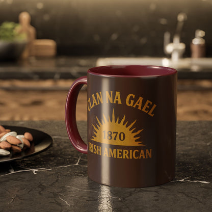 "Clan na Gael - Irish American", Colorful Mugs (11oz, 15oz) (Wild Boar Brown)