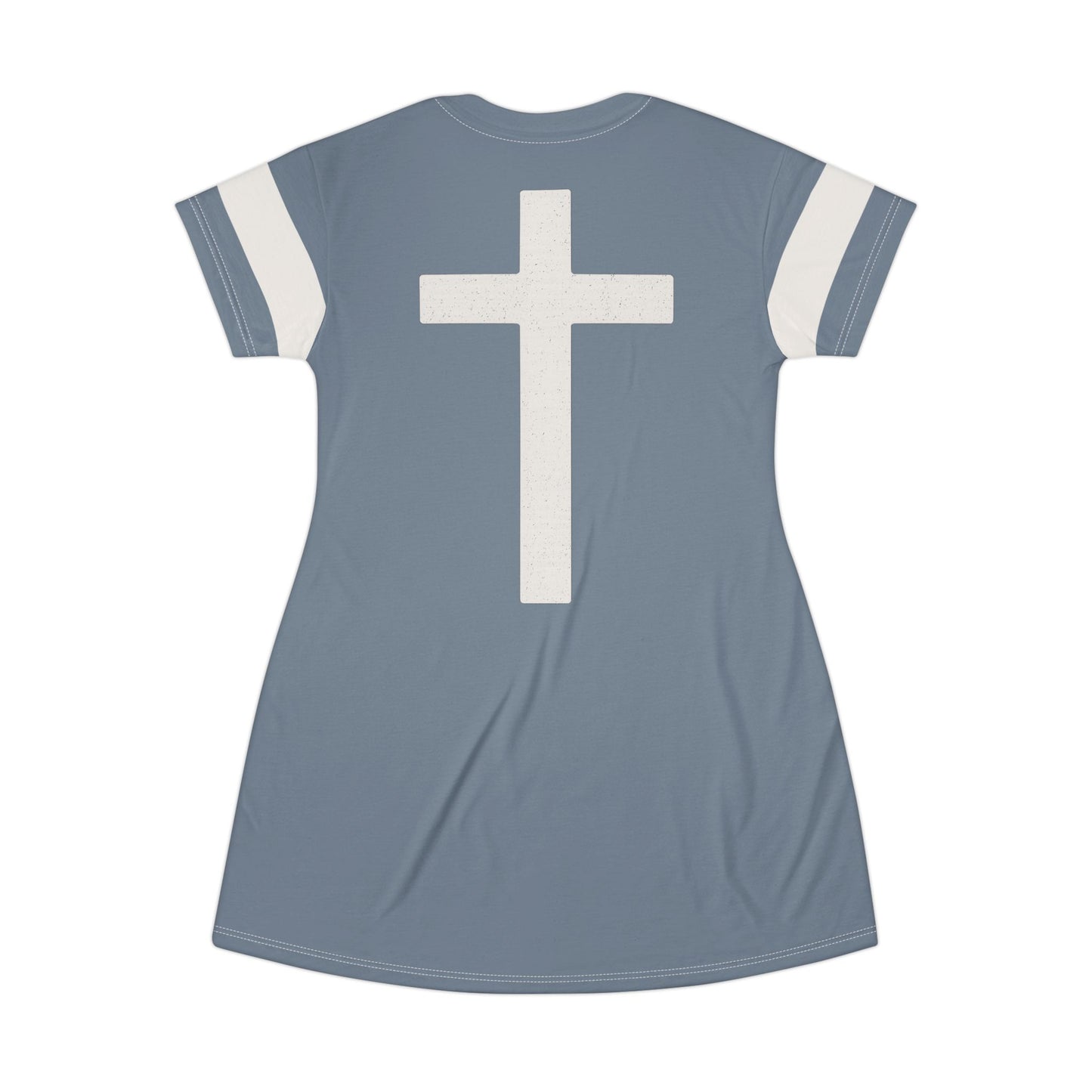 "Faith Overcomes Fear", T-Shirt Dress (Atlantic Grey)