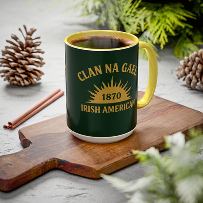 "Clan na Gael - Irish American", Colorful Mugs (11oz, 15oz) (Fenian Green)