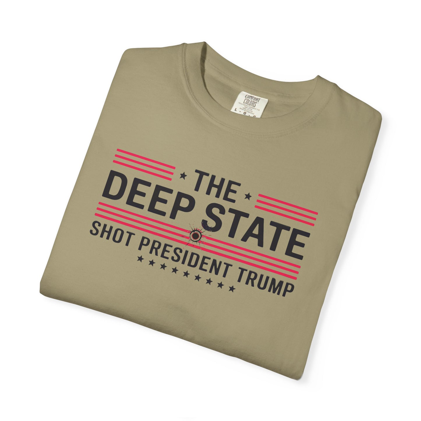 "The Deep State Shot President Trump" #02, Unisex White T-shirt