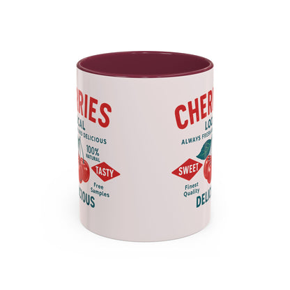 "Delicious Cherries", Colorful Mugs (11oz, 15oz) (Sea Salt Sherbet)