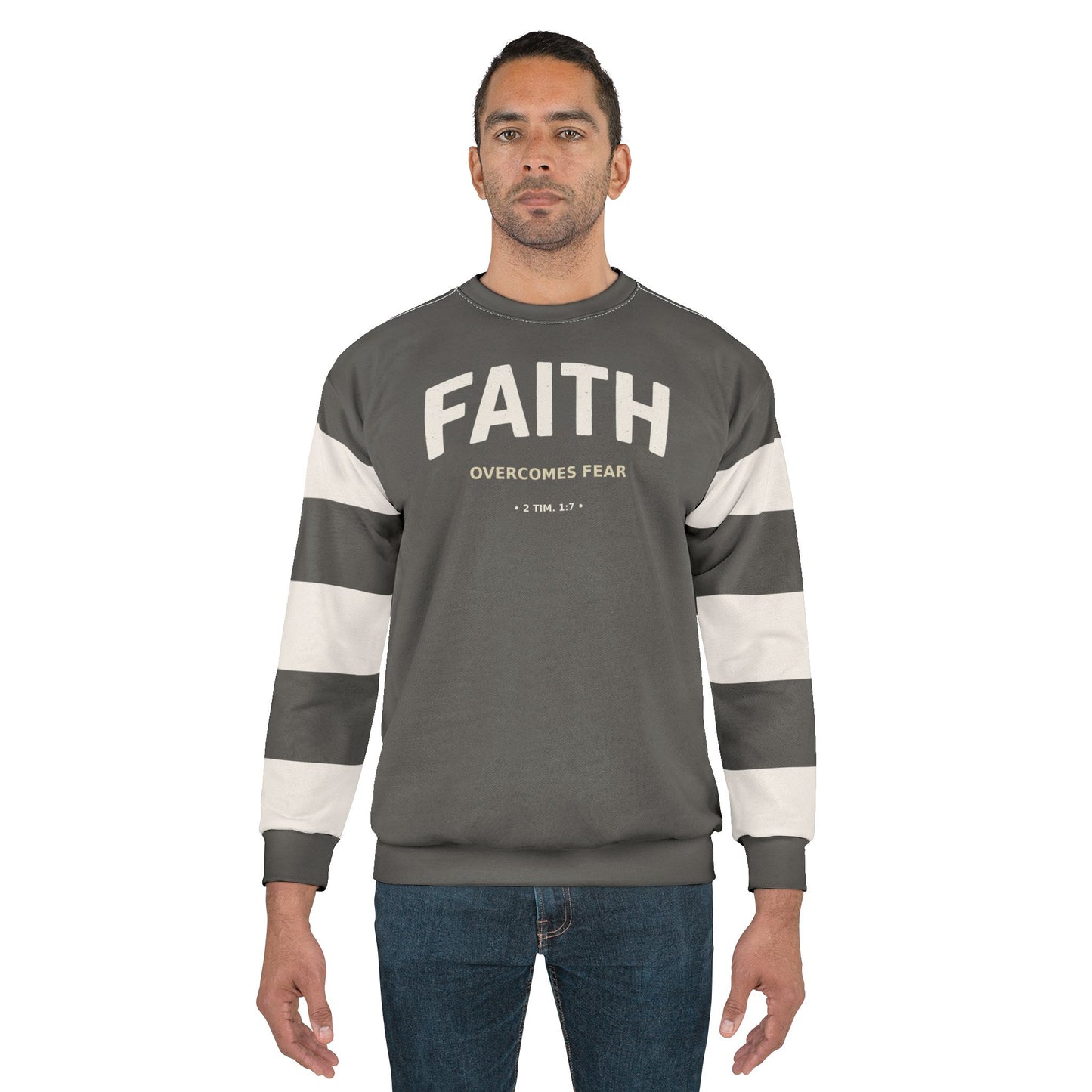 "Faith Overcomes Fear", Unisex Sweatshirt (Panzer Grey)