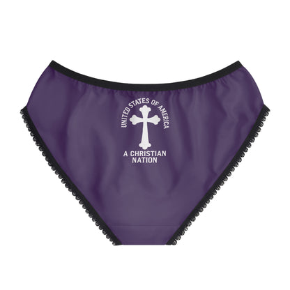 "USA - A Christian Nation" #04, Women's Briefs (Quandong Plum)