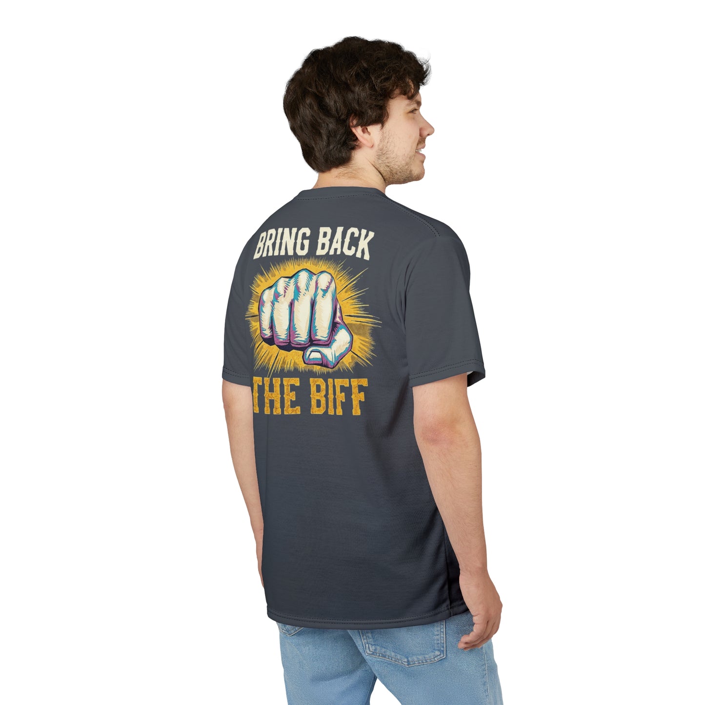 "Bring Back The Biff", Unisex T-shirt (Hebridean Grey)