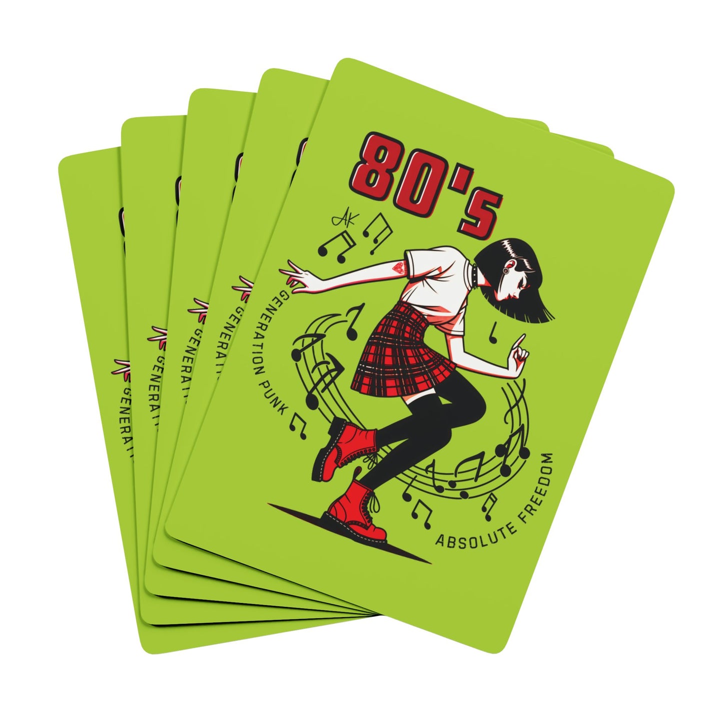 "80's Generation Punk", Retro Playing Cards (Light Chartreuse)