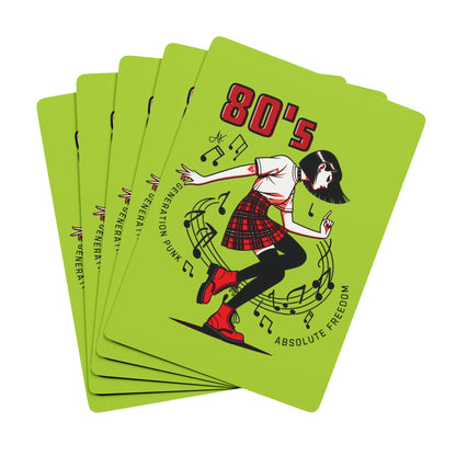 "80's Generation Punk", Retro Playing Cards (Light Chartreuse)