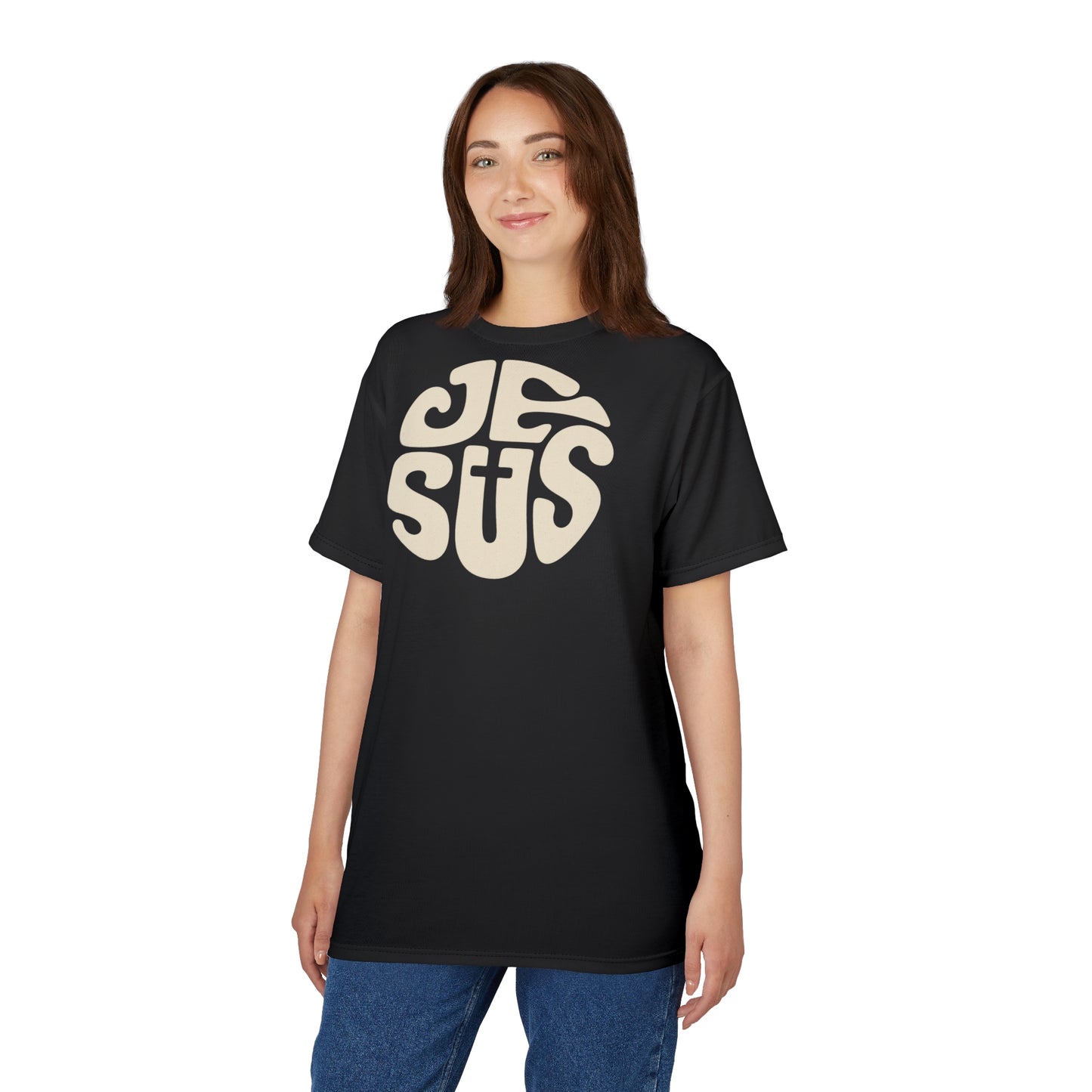 "Retro Jesus", Unisex T-shirt (Pilot Whale Black)