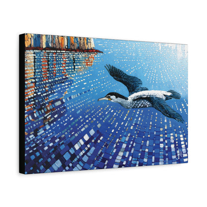 "Sky Kin I – Gannet Over the Reflecting Stack", Fine Art Matte Canvas, Stretched, 1.25"