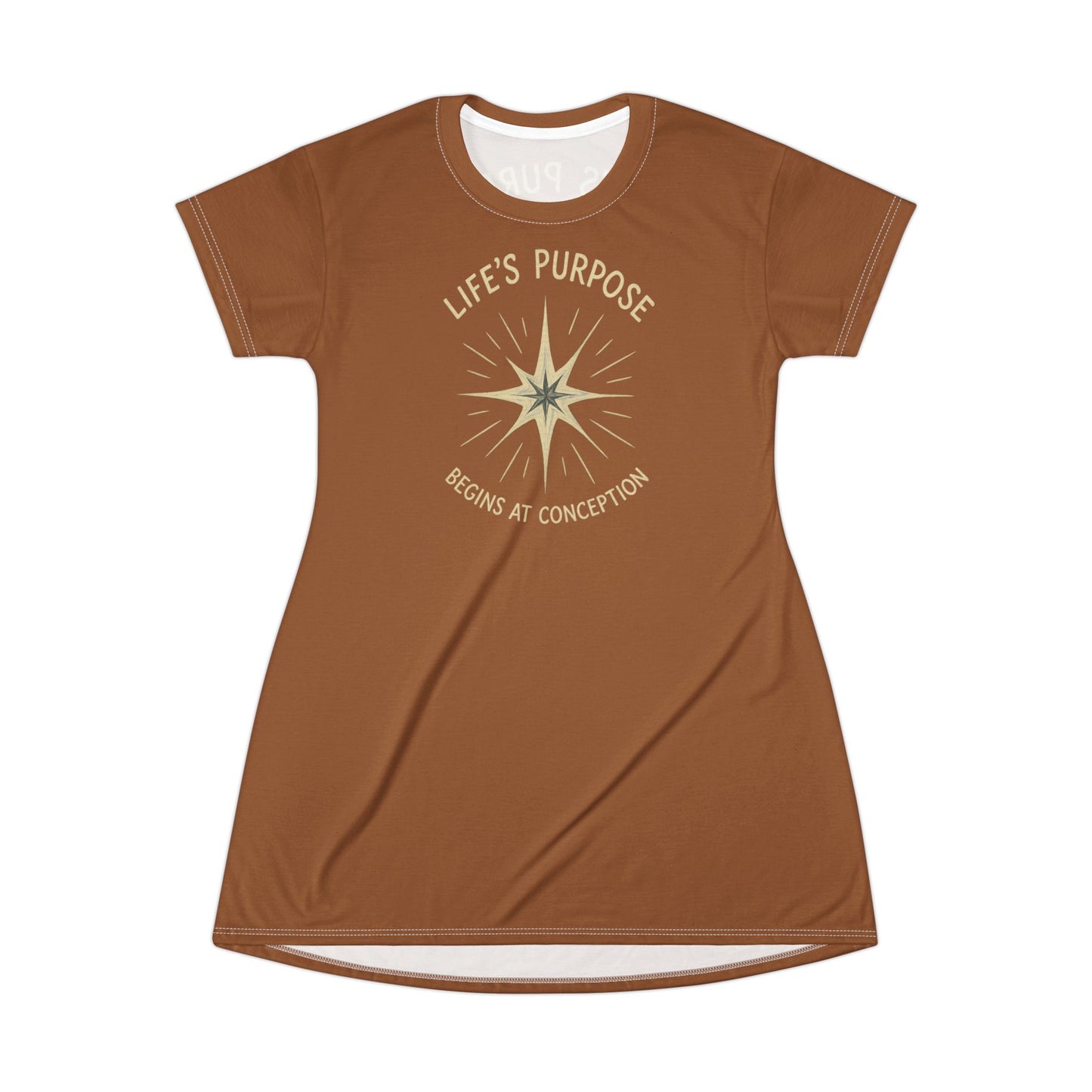"Life's Purpose Begins at Conception #02", T-Shirt Dress (Mammoth Wool)