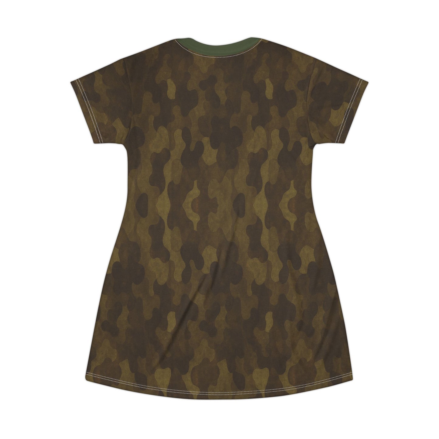 "Swamp Recon Camouflage", T-Shirt Dress (Fen Moss Green Collar)