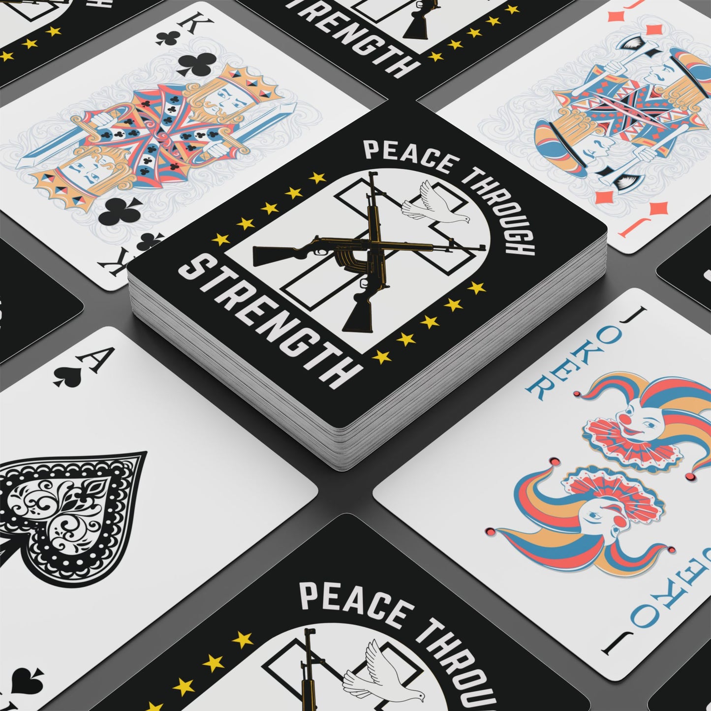 "Peace Through Strength" #01, Political Playing Cards (70's Black)