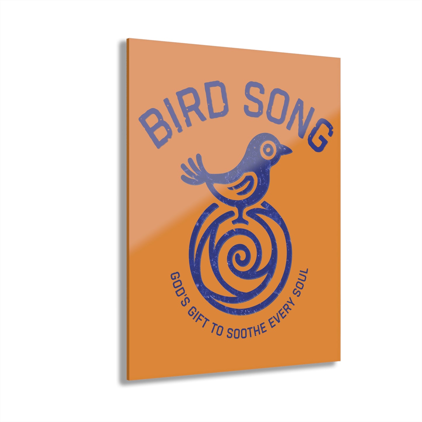 "Bird Song", Christian Acrylic Wall Prints (French Cleat Hanging) (Cadmium Orange)
