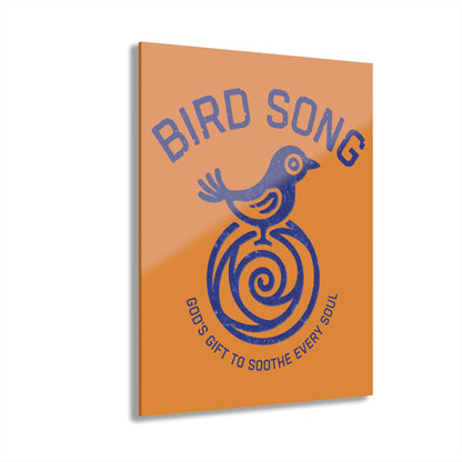 "Bird Song", Christian Acrylic Wall Prints (French Cleat Hanging) (Cadmium Orange)