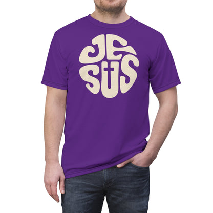 "Retro Jesus", Unisex T-shirt (Storm Purple)