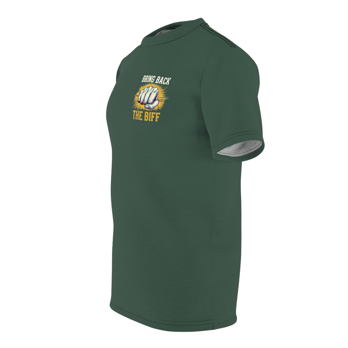 "Bring Back The Biff", Unisex T-shirt (Old Growth Green)