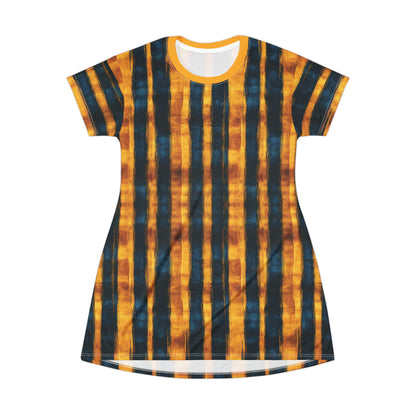 "Paleo Wolf Clan", T-Shirt Dress (Cyber Yellow Collar)
