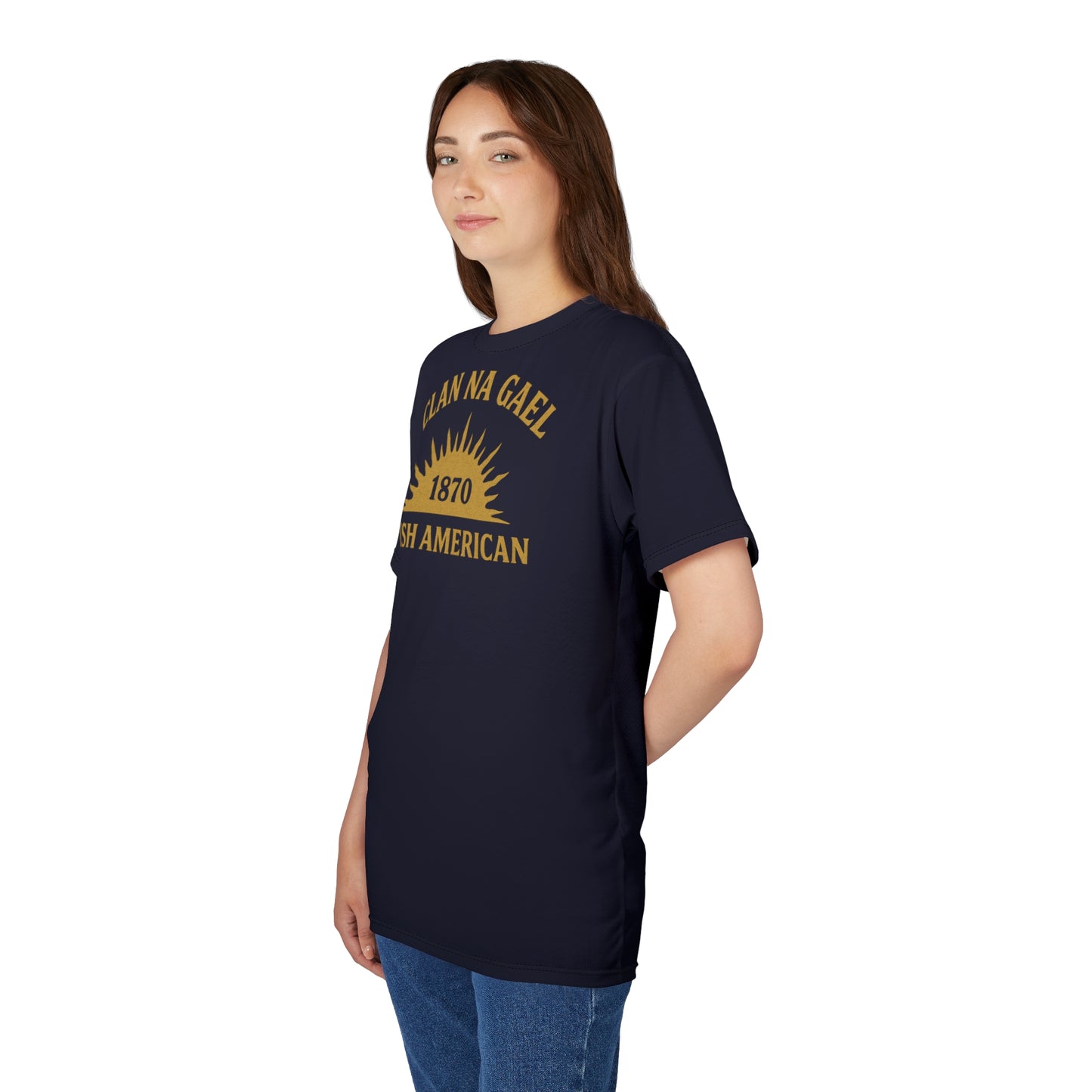 "Clan na Gael - Irish American", Unisex T-shirt (Black Rock Blue)