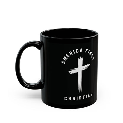 "America First Christian" #05, Black Mug (11oz & 15oz)