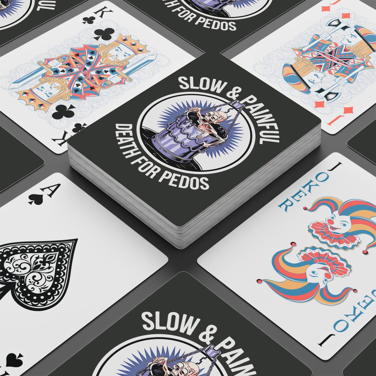 "Death for Pedos",  Cultural Playing Cards (Onyx Black) - Go Medieval!