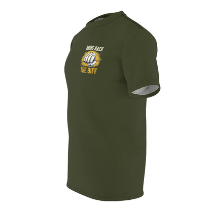 "Bring Back The Biff", Unisex T-shirt (Dark Olive Green)