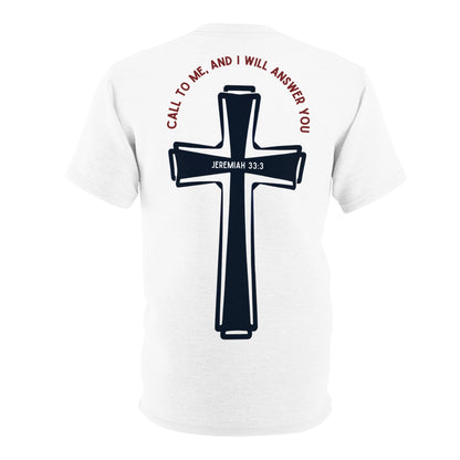 "Call to Me - Jeremiah 33:3" #01, Unisex Tee (Linen White)