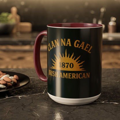 "Clan na Gael - Irish American", Colorful Mugs (11oz, 15oz) (Túath Green)