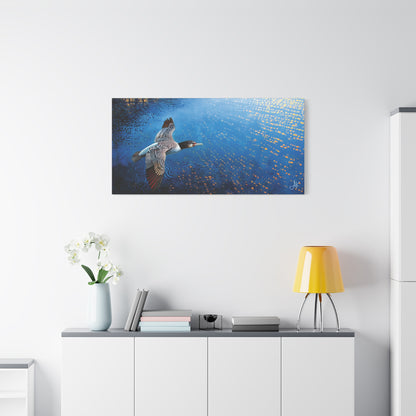 "Sky Kin III – Gannet Above the Tidal Script", Fine Art Matte Canvas, Stretched, 1.25"