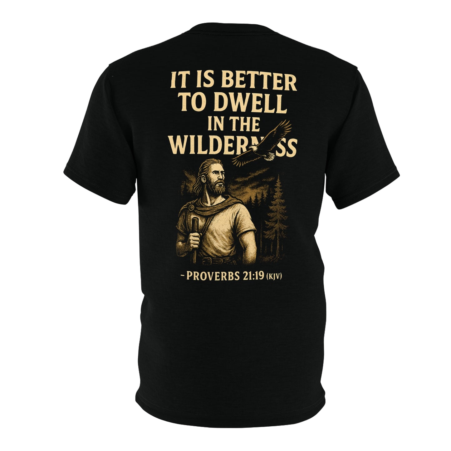 "Proverbs 21:19 (KJV)", Wearable Art Unisex T-shirt (Peatshadow Black)