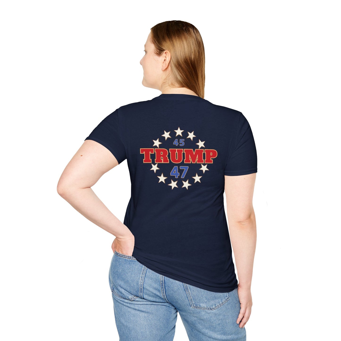 "Trump 45-47 Circle of Stars", Unisex Softstyle T-Shirt