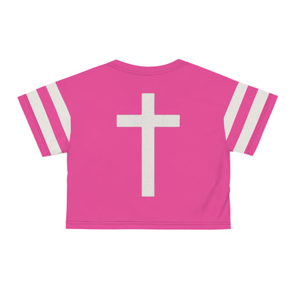 "Faith Overcomes Fear", Crop Tee (Hot Pink)