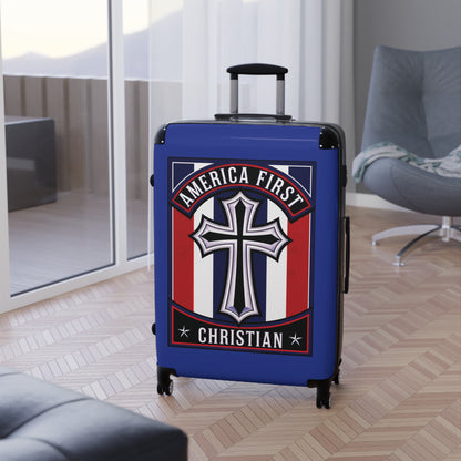"America First Christian" Wall Art #11 Suitcases (Egyptian Blue)