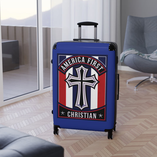 "America First Christian" Wall Art #11 Suitcases (Egyptian Blue)