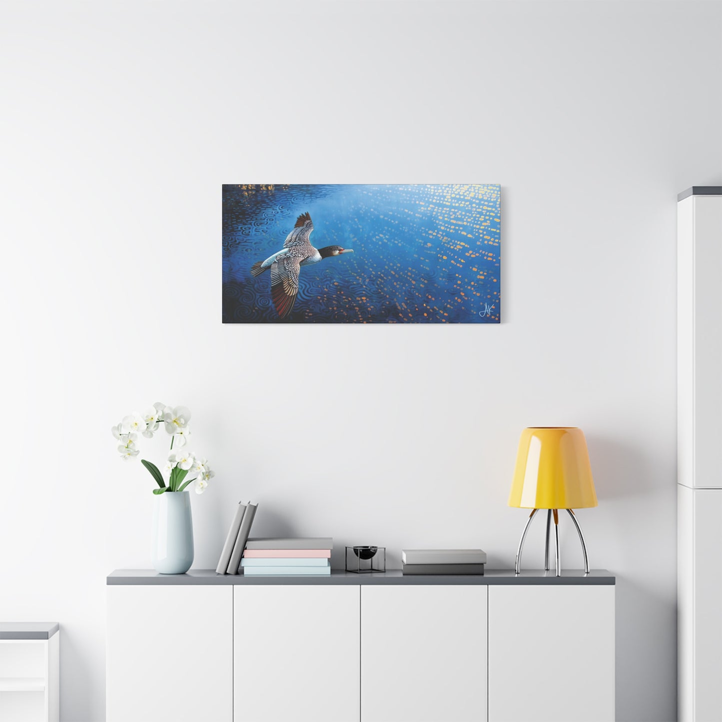 "Sky Kin III – Gannet Above the Tidal Script", Fine Art Matte Canvas, Stretched, 1.25"