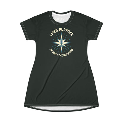 "Life's Purpose Begins at Conception #01", T-Shirt Dress (Jedi Night) 071C10