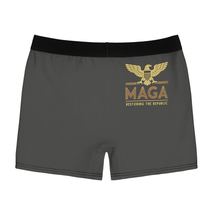 "MAGA - Restoring the Republic", Men's Boxer Briefs (Panzer Grey)