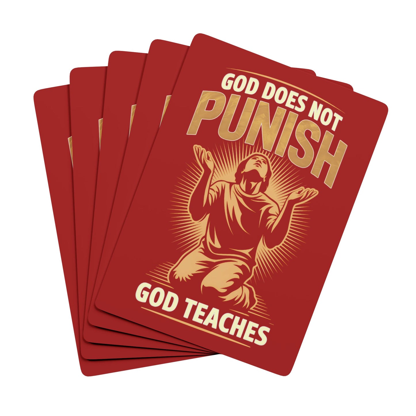 "God Does Not Punish - God Teaches" #02, Christian Playing Cards (Carnelian Red)
