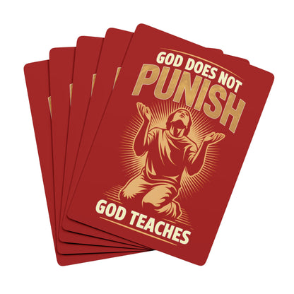 "God Does Not Punish - God Teaches" #02, Christian Playing Cards (Carnelian Red)