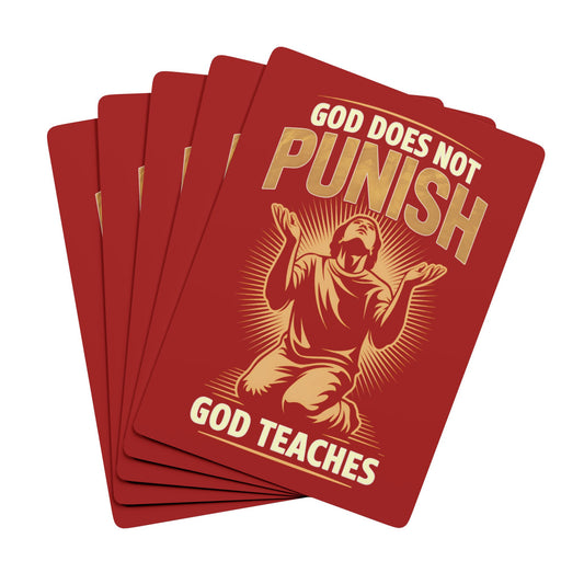 "God Does Not Punish - God Teaches" #02, Christian Playing Cards (Carnelian Red)