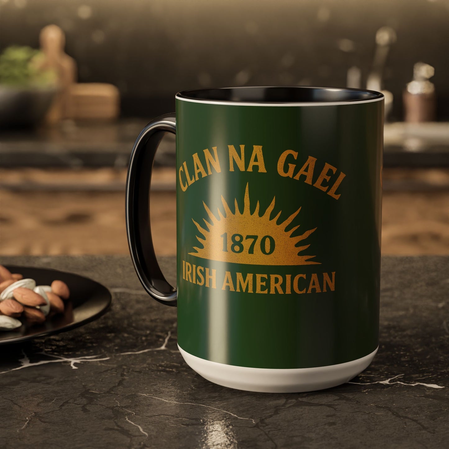 "Clan na Gael - Irish American", Colorful Mugs (11oz, 15oz) (Brithemain Green)