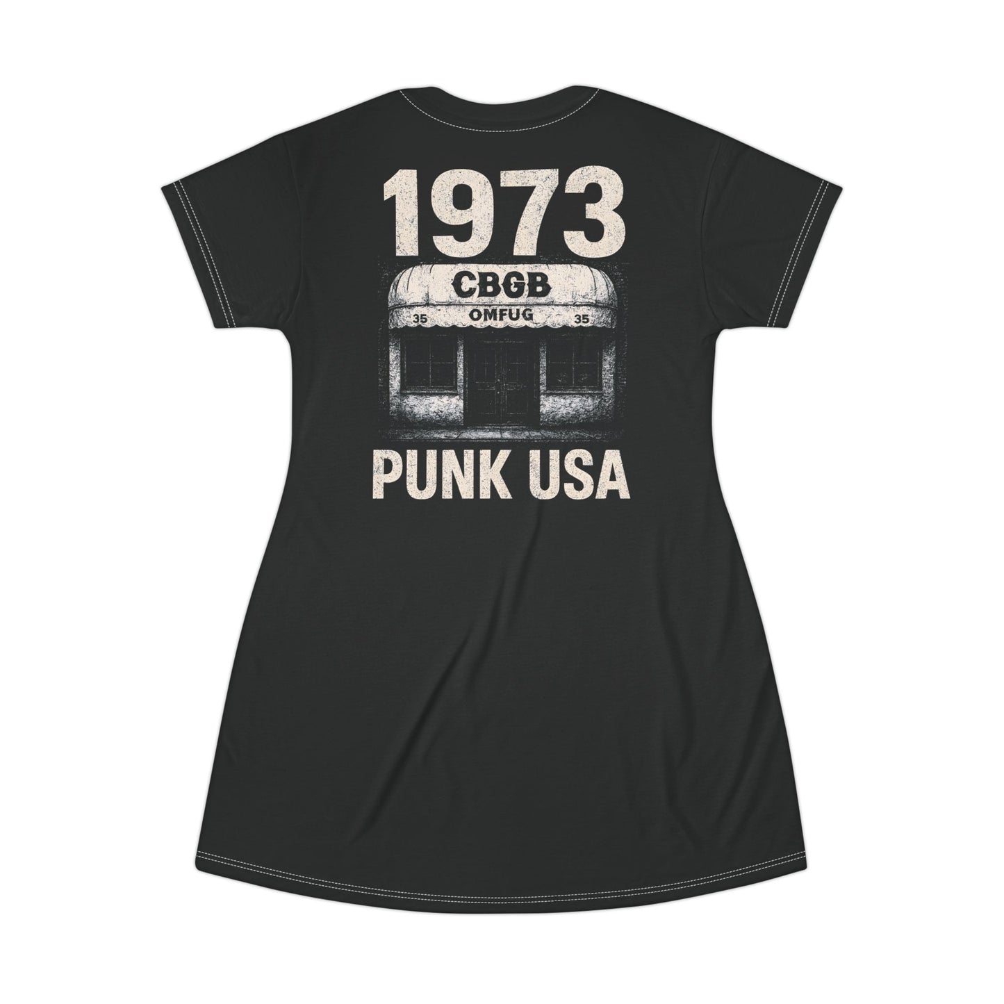 "1973 Punk USA", T-Shirt Dress (Peatshadow Black)