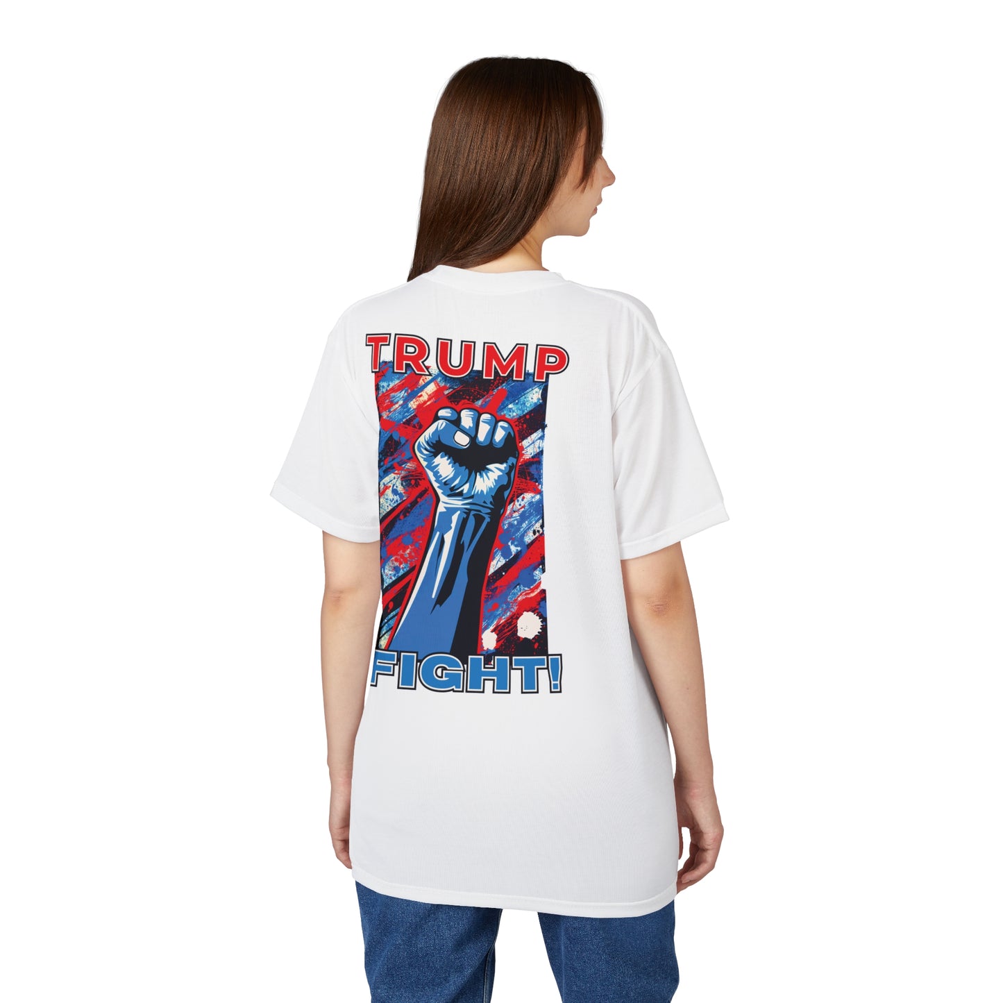 "TRUMP FIGHT!", Unisex White T-shirt