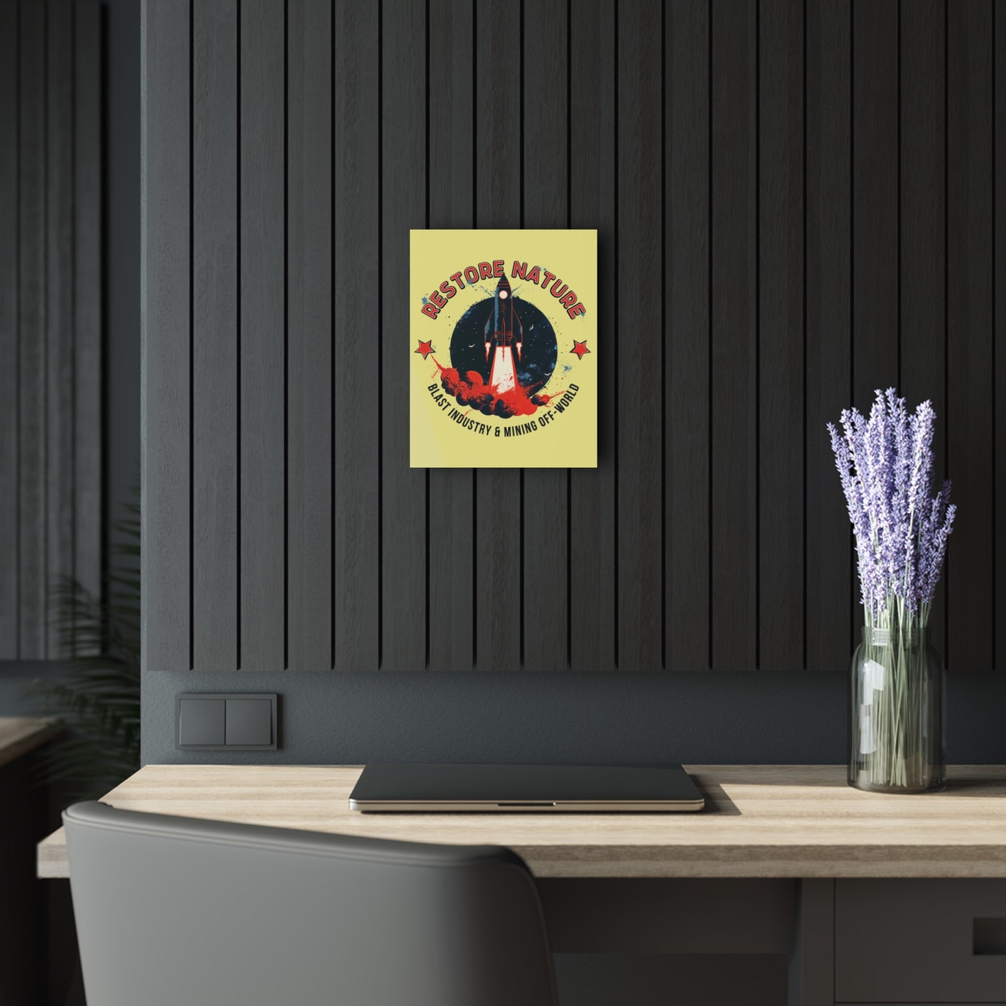 "Restore Nature", Acrylic Wall Prints (French Cleat Hanging) (Soft Lemon Yellow)