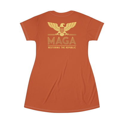 "MAGA - Restoring the Republic", T-Shirt Dress (Burnt Orange)