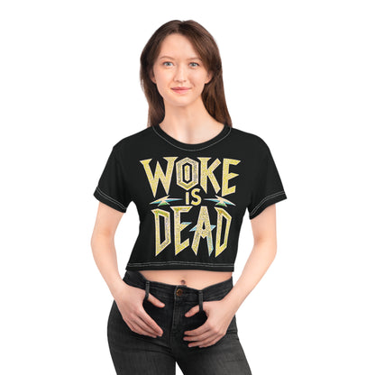"Woke is Dead", Black Crop Tee