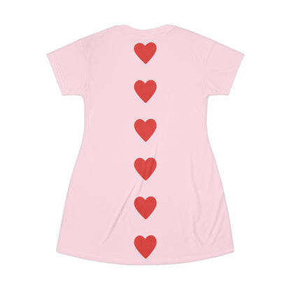 "Big Heart", T-Shirt Dress (Piggy Pink)