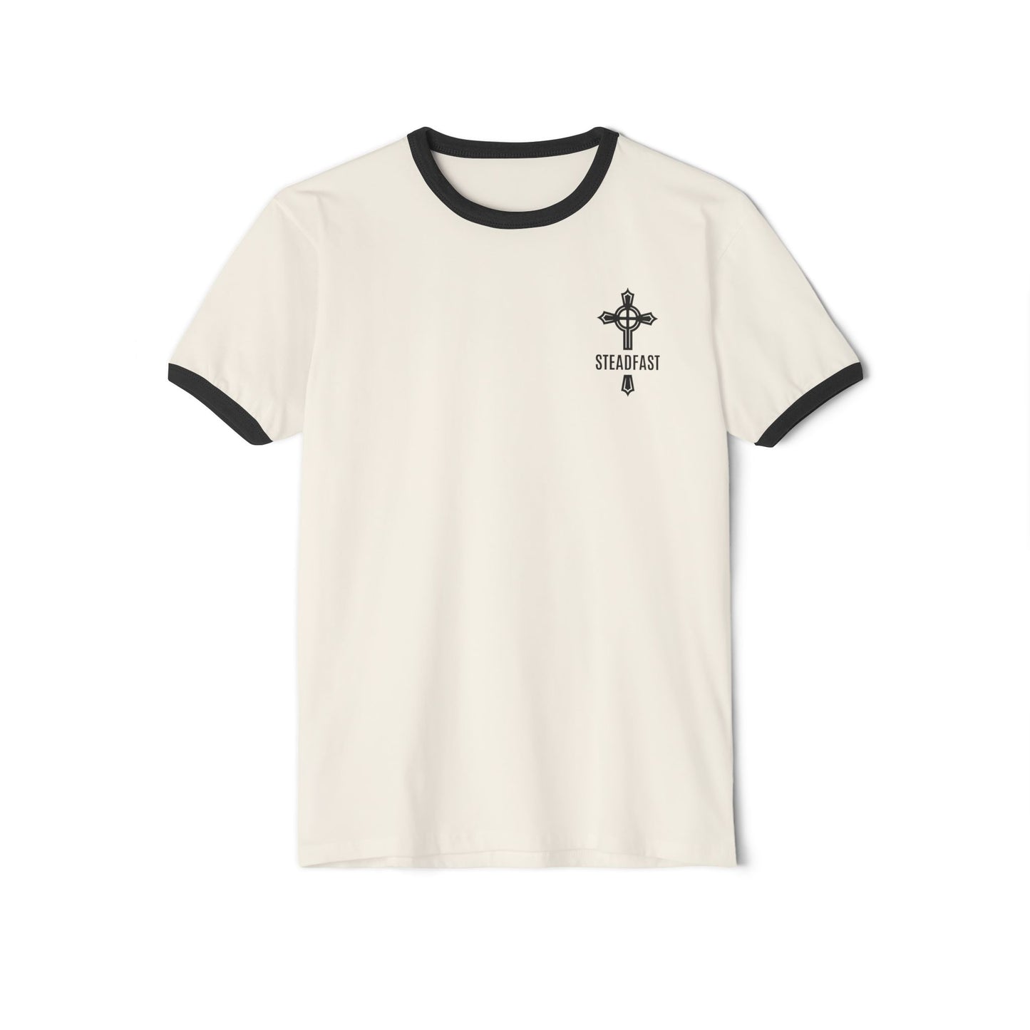 "Steadfast Cross", Unisex Cotton Ringer T-Shirt