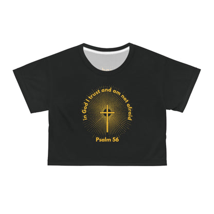 "Psalm 56 - In God I Trust and Am Not Afraid", Crop Tee (Void Black)