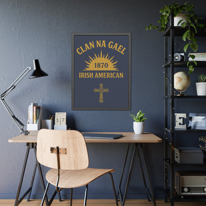 "Clan na Gael - Irish American", Framed Paper Poster (Blue Burka Grey)